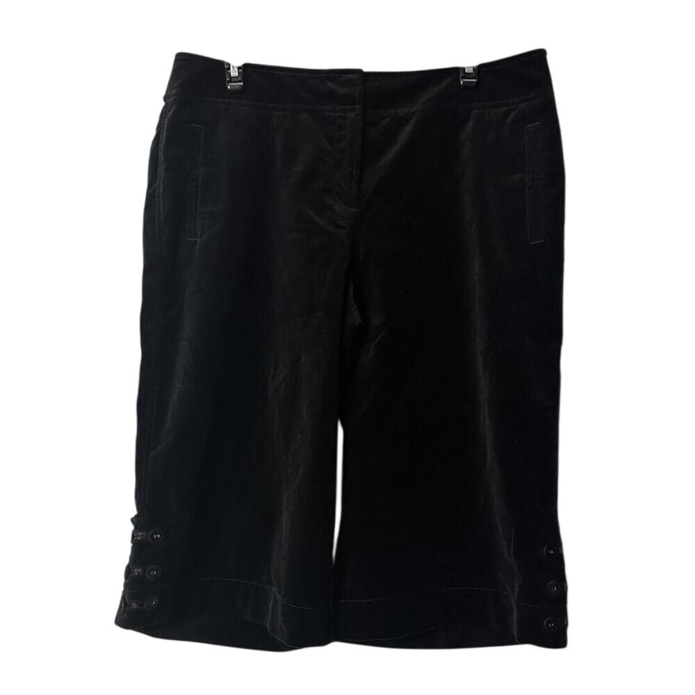 NWT Ann Taylor LOFT Marisa Cropped Black Velvet Cotton Pants Size 12